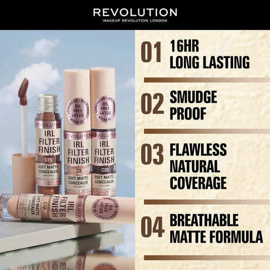 Makeup Revolution IRL Filter 16H Hydrating Full Coverage Concealer