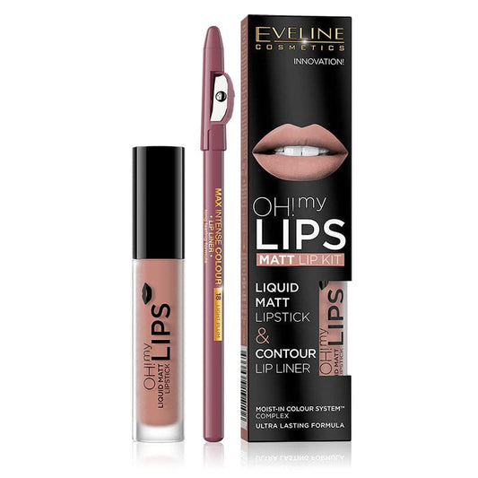 Eveline Oh! My Lips Liquid Matt Lipstick & Liner - 8 Lovely Rose