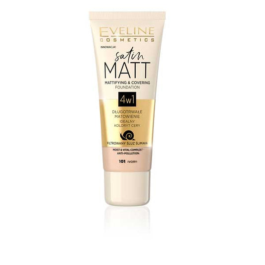 Eveline Satin Matt Mattifying & Covering Foundation - 101 Ivory