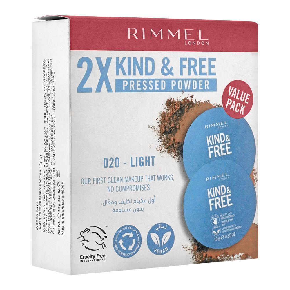 Rimmel Kind & Free Pressed Powder 2 Pcs Gift Set - 020 Light