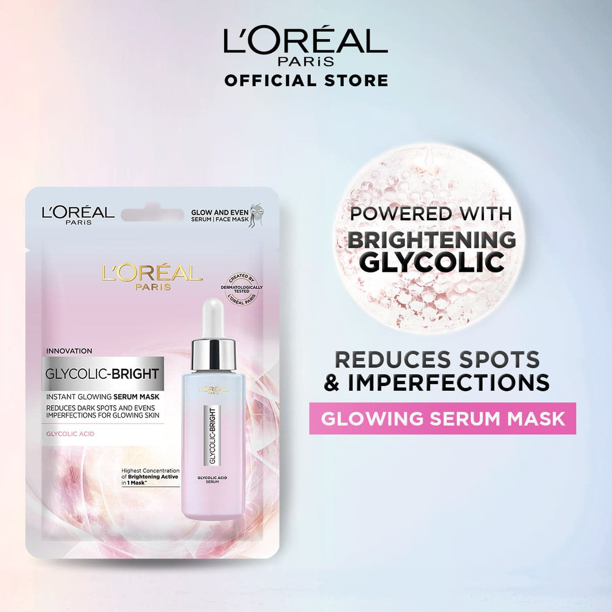 Loreal Paris Glycolic Bright Instant Glowing Serum Mask - Premium Skin Care Masks & Peels from Loreal Paris - Just Rs 499! Shop now at Cozmetica