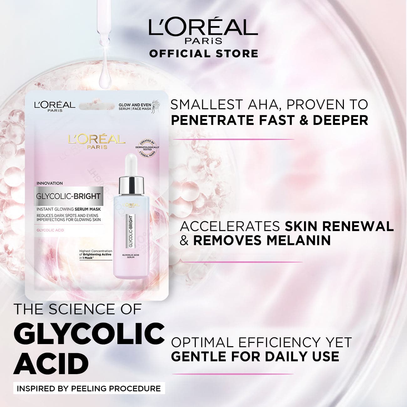 Loreal Paris Glycolic Bright Instant Glowing Serum Mask - Premium Skin Care Masks & Peels from Loreal Paris - Just Rs 499! Shop now at Cozmetica