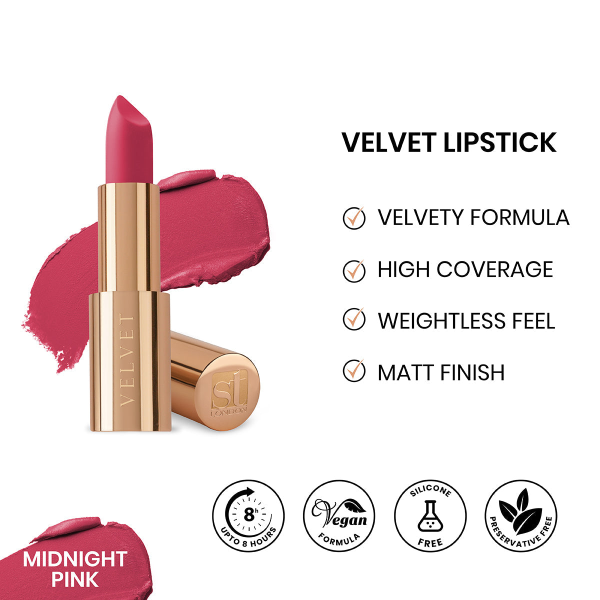 ST London Velvet Ultra Matt Lipstick Midnight Pink