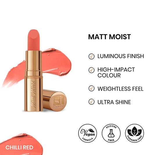 ST London Matt Moist Long-Lasting Lipstick Chilli Red