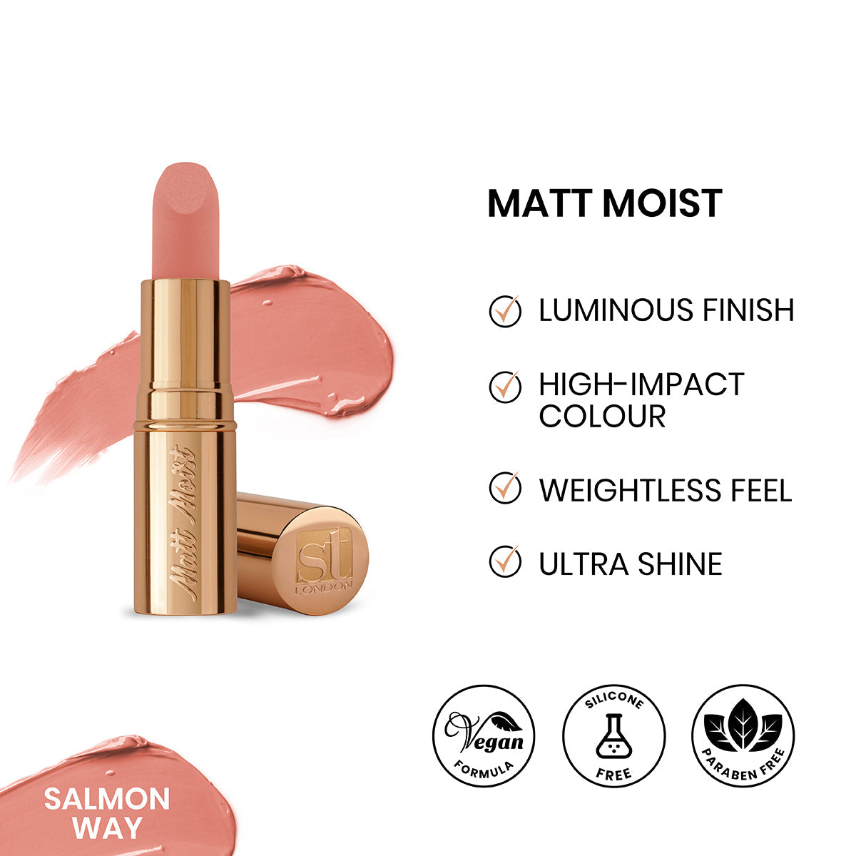 ST London Matt Moist Long-Lasting Lipstick Salmon Way