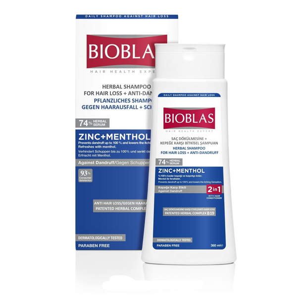 Bioblas Anti-Hair Loss Against Dandruff Shampoo (Zinc + Menthol) - 360ml