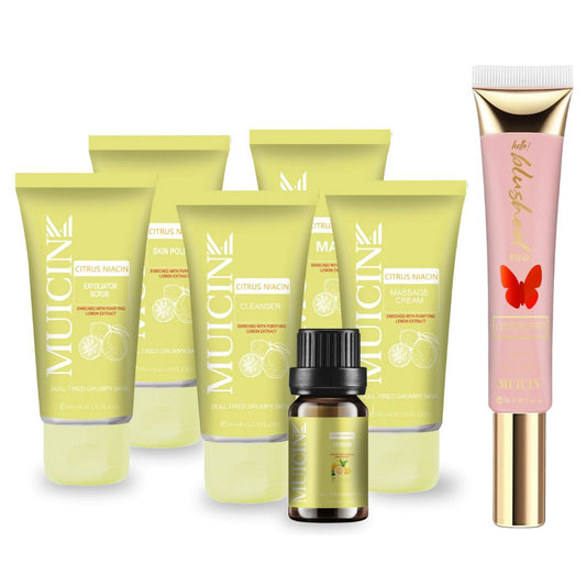 Muicin Citron Niacin Glow Blow Facial Kit Pink Blusher Tube