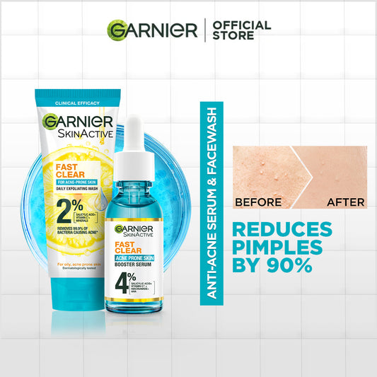 Bundle Garnier Anti-Acne Serum 30ml + Facewash 100ml with Free Headbands