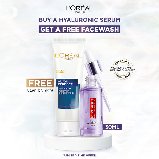 BUY A HYALURONIC SERUM 30ML, GET A FREE FACEWASH