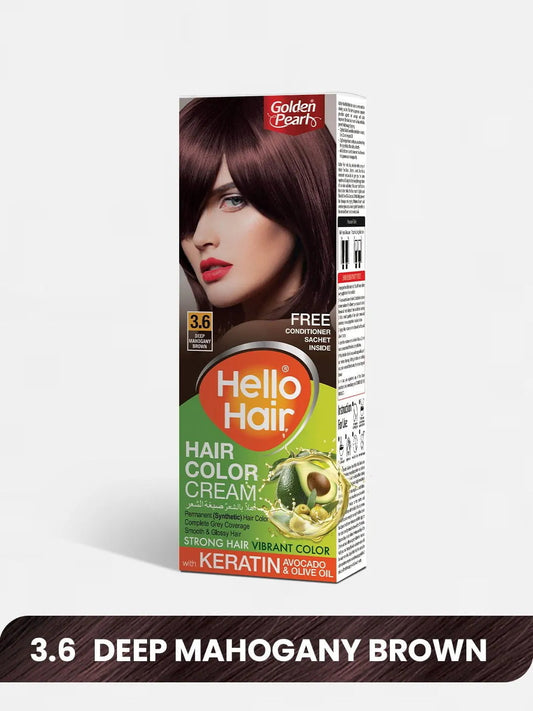 Golden Pearl Hello Hair - Hair Color Deep Mahogany Brown 3.6