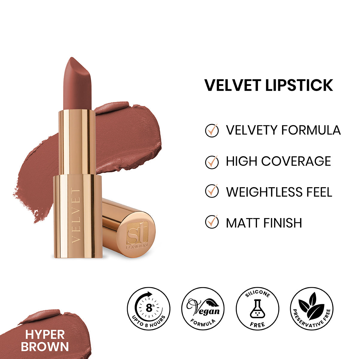 ST London Velvet Ultra Matt Lipstick Hyper Brown