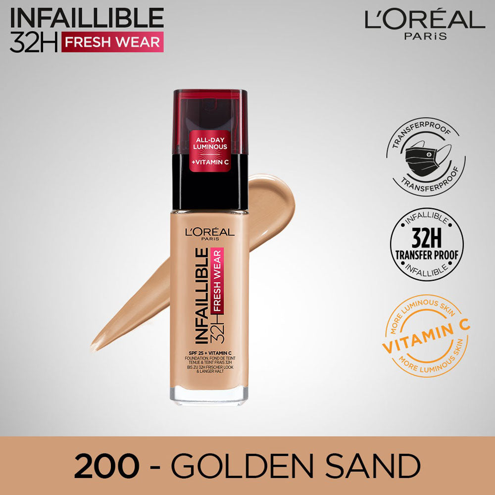 Loreal Infallible Liquid Foundation 24H Fresh Wear - 200 Golden Sand