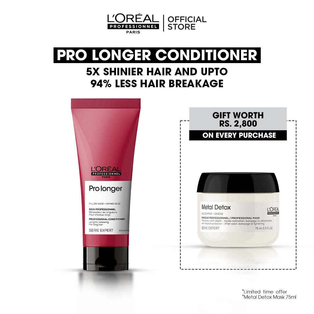 Loreal Professionnel Serie Expert Pro Longer Conditioner With Filler-A100 And Amino Acid - 200ml +Free Metal Detox Mask - 75ml