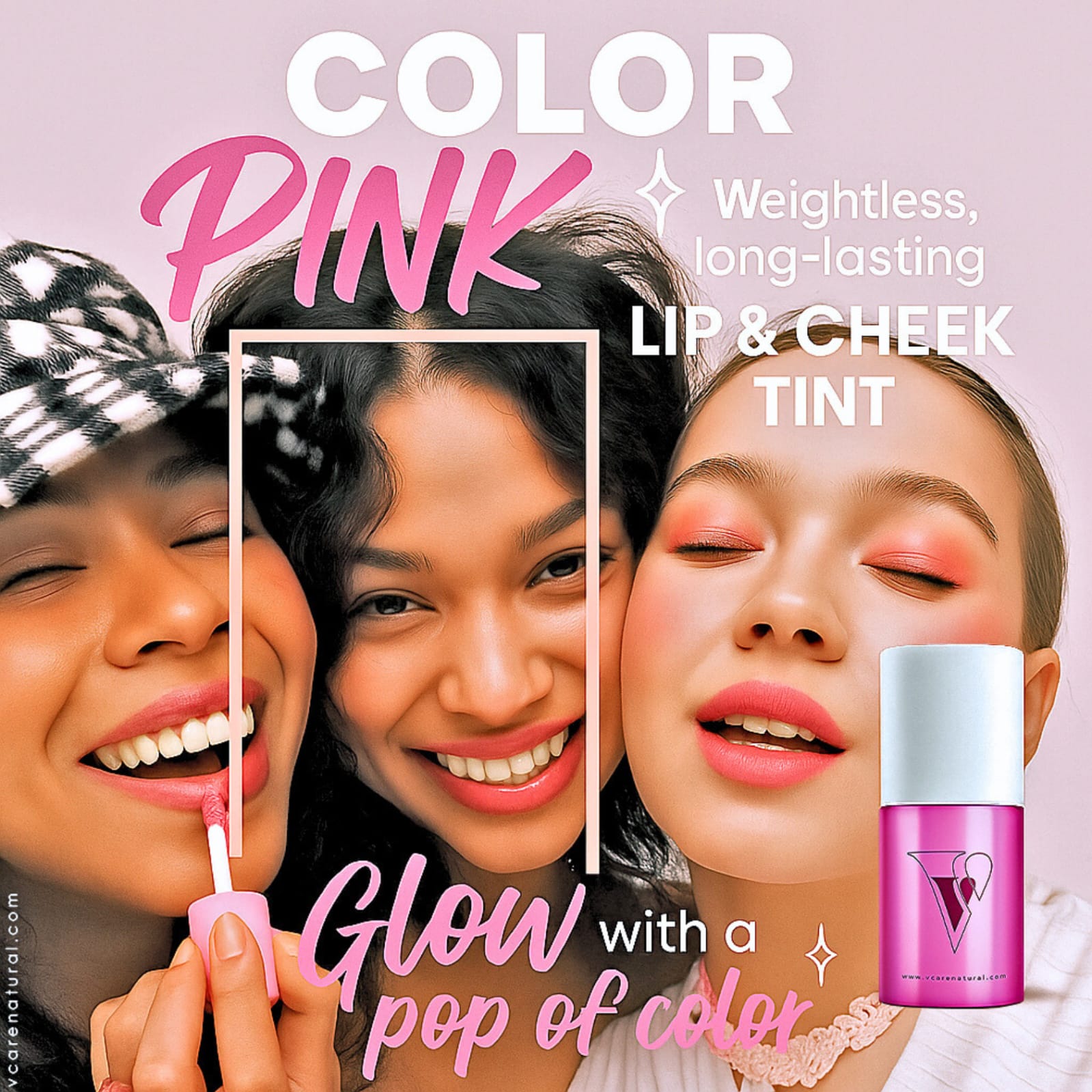 Vcare Natural Lip & Cheek Tint Pink 15ml – Herbal Makeup