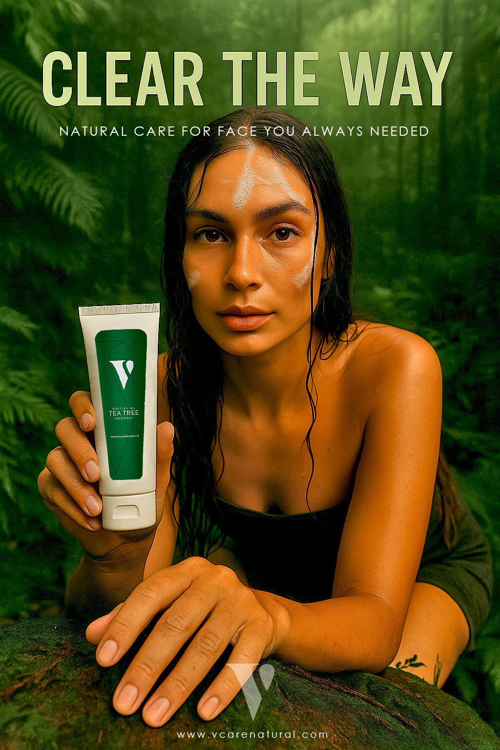 Vcare Natural Tea Tree Oil Face Cleanser for Oil Control and Acne