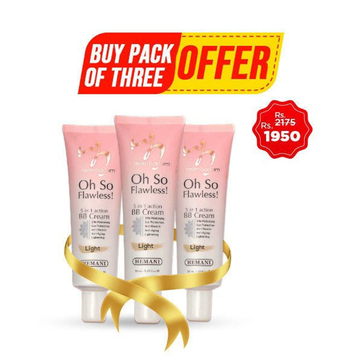 Hemani Pack Of 3 Oh So Flawless Bb Cream - Light - Premium Sunblock from Hemani - Just Rs 1950! Shop now at Cozmetica