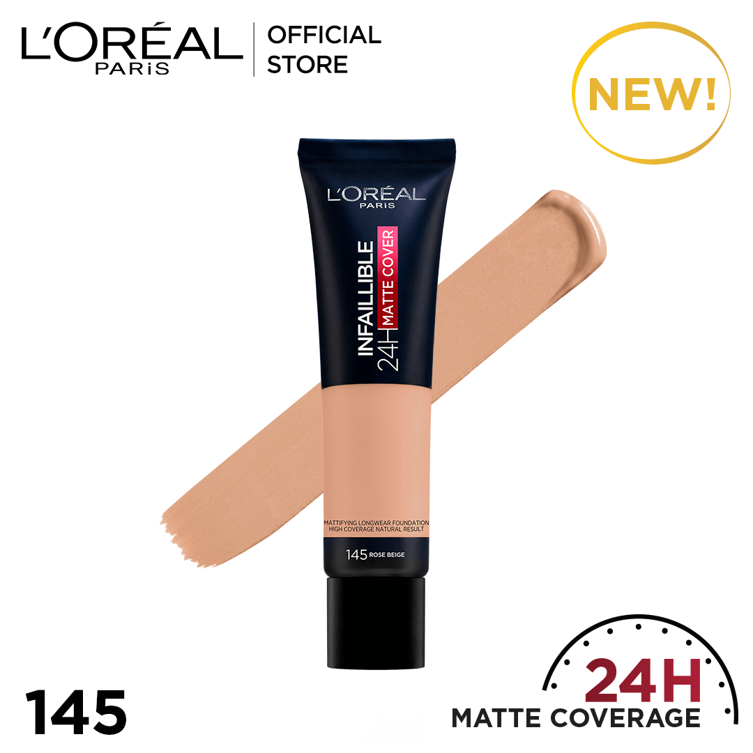 Loreal Infallible 24Hr Matte Cover Foundation - 145 Rose Beige - Premium Health & Beauty from Loreal Makeup - Just Rs 2286! Shop now at Cozmetica