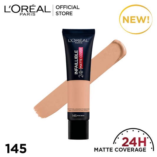 Loreal Infallible 24Hr Matte Cover Foundation - 145 Rose Beige - Premium Health & Beauty from Loreal Makeup - Just Rs 2286! Shop now at Cozmetica