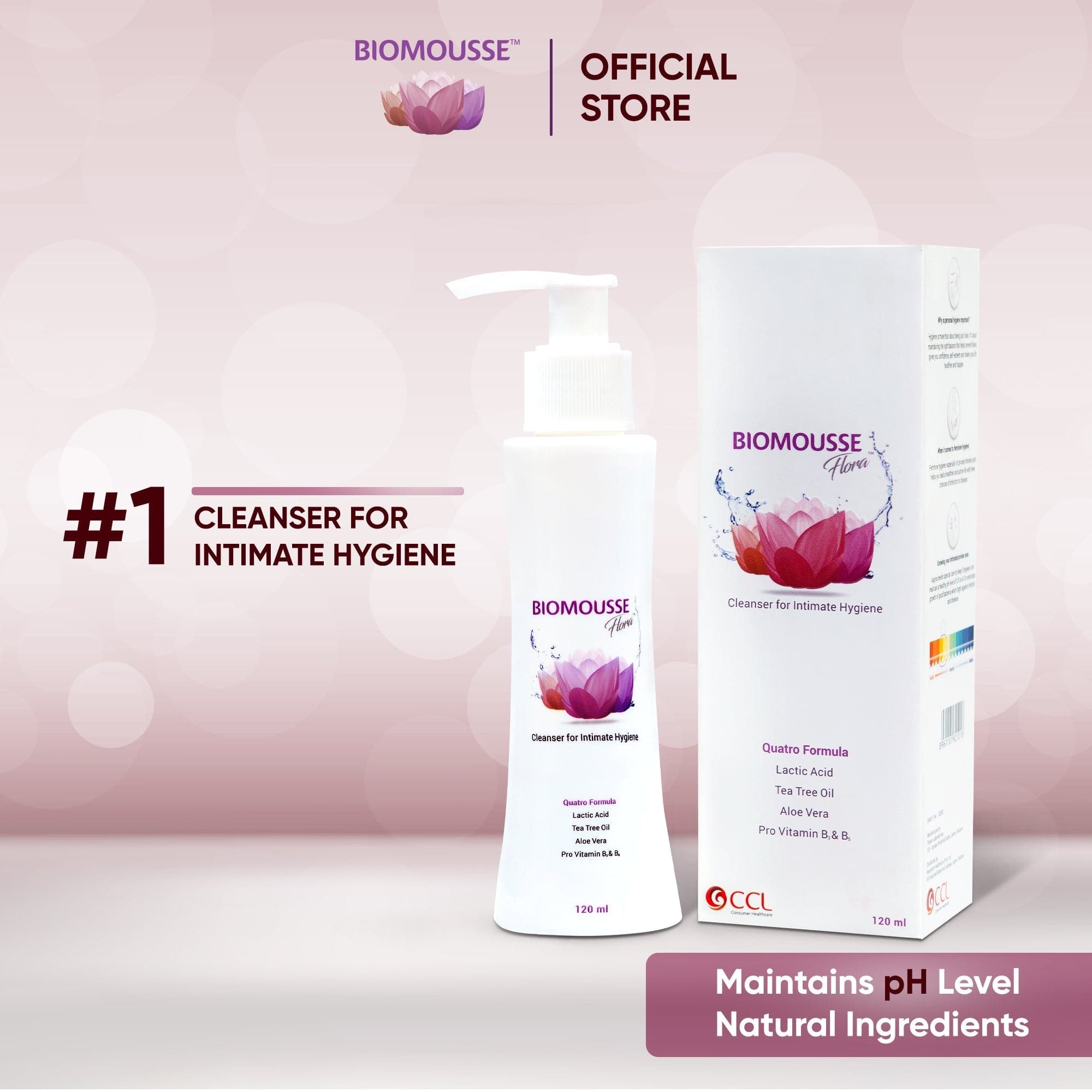 BioMousse Flora - Female Intimate Hygiene Wash Solution - 120ml - Premium Body Wash from Bio Mousse Flora - Just Rs 765! Shop now at Cozmetica