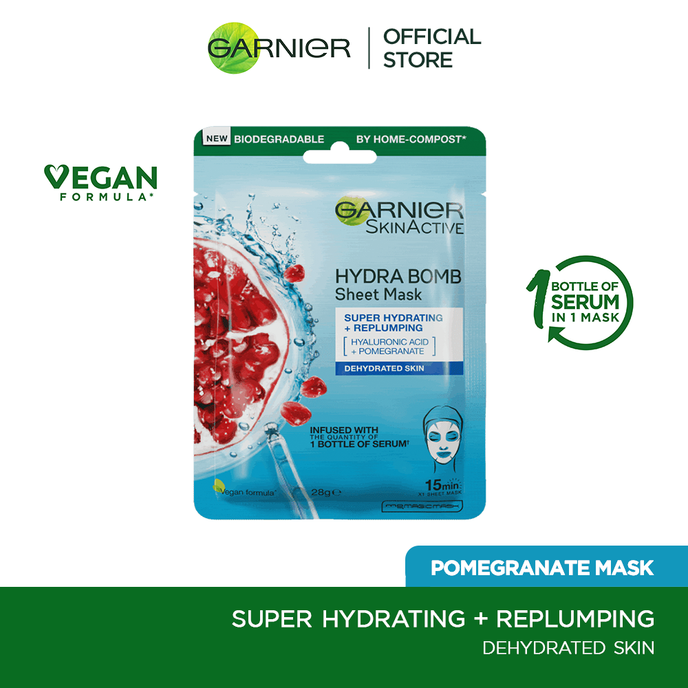 Garnier Skin Active Hydra Bomb Tissue Mask - Pomegranate - Premium Skin Care Masks & Peels from Garnier - Just Rs 352! Shop now at Cozmetica