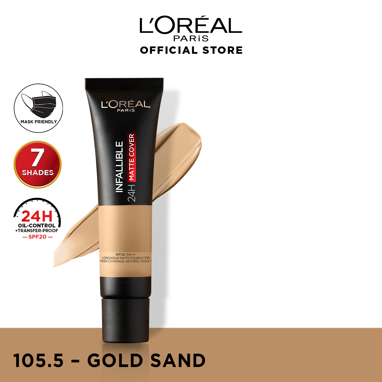 Loreal Infallible 24Hr Matte Cover Foundation  - 105.5 Golden Sand - Premium Health & Beauty from Loreal Makeup - Just Rs 2379! Shop now at Cozmetica