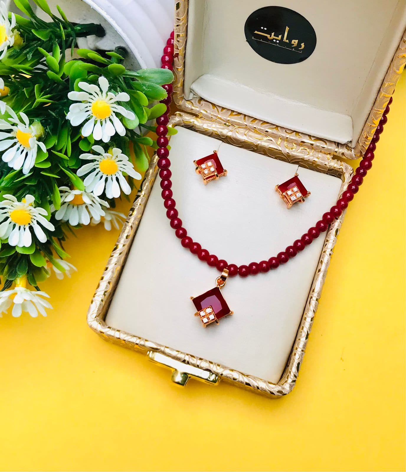 Rawayat Zircon Mala Set-15 (Maroon) - Premium  from Rawayat - Just Rs 999.00! Shop now at Cozmetica